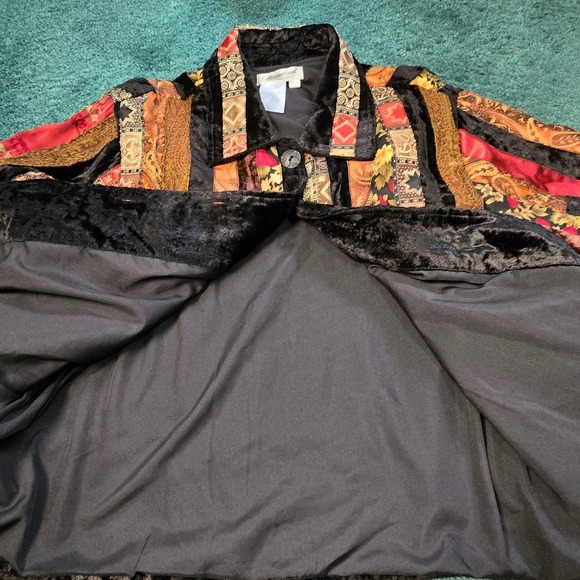 COLDWATER CREEK Womens Petite XL Velvet Sequin Tapestry Jacket Boho Fall Artsy - Picture 4 of 8